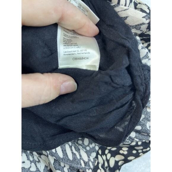Anthropologie Maeve Skirt Womens Sz 2 Tiered Mini Black Print Linen Blend Boho - Picture 5 of 10